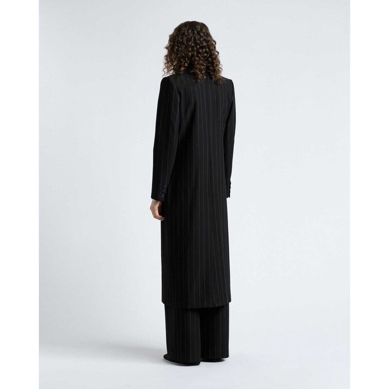 Cue Pinstripe Double Breasted Coat image number 1